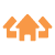 Orange icon of three overlapping houses