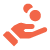 Red hand receiving coins icon