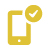Yellow smartphone icon with a tick mark