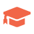 Red icon of a mortar board