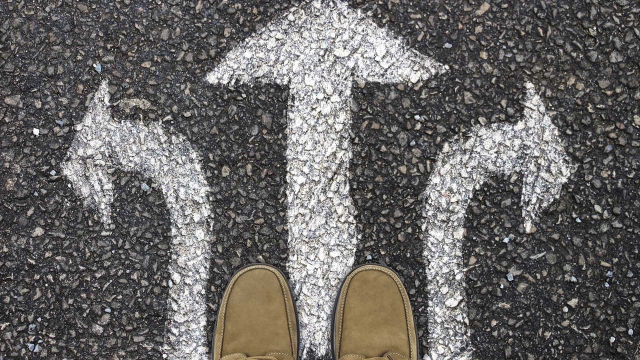 arrows painted on a road