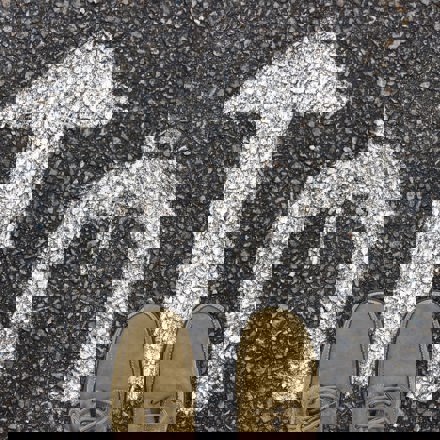arrows painted on a road