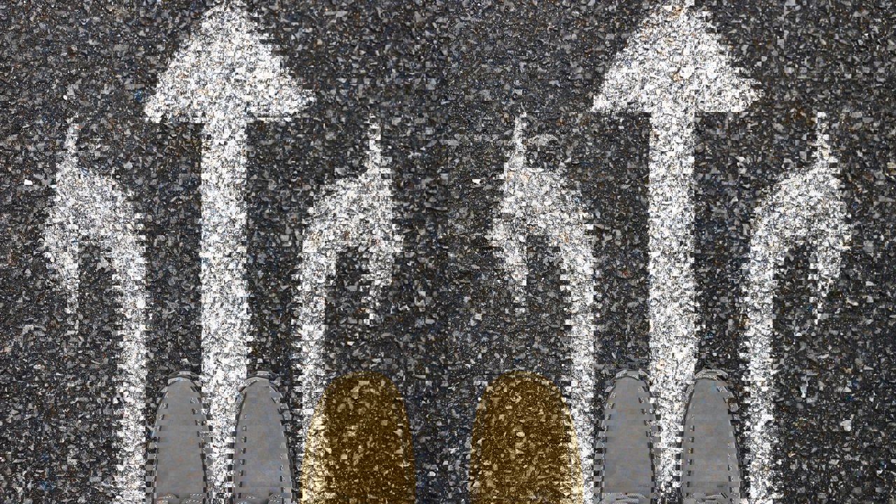 arrows painted on a road